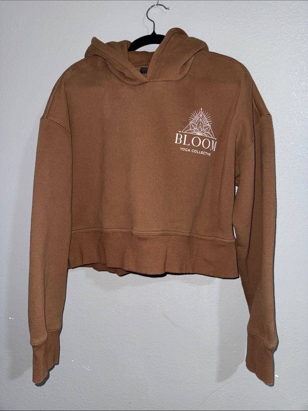 Miou Muse. Bloom Yoga Collective Cropped Hoodie Sweater in color brown
